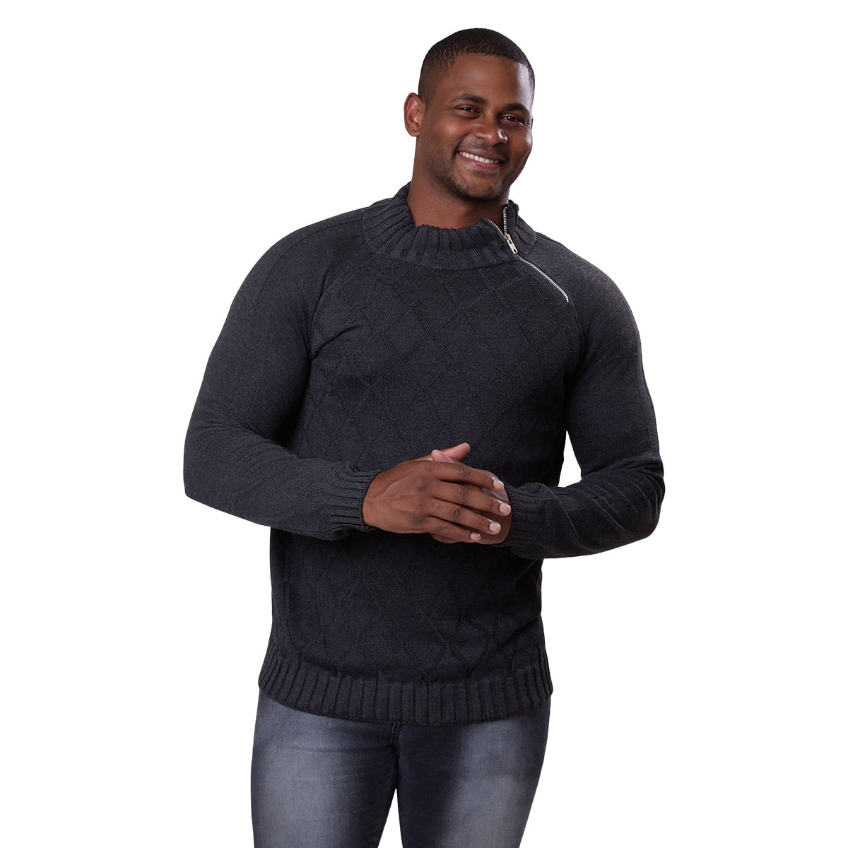 Blusa Masculina Tricô Suéter Zíper Lateral  Moderna 7143
