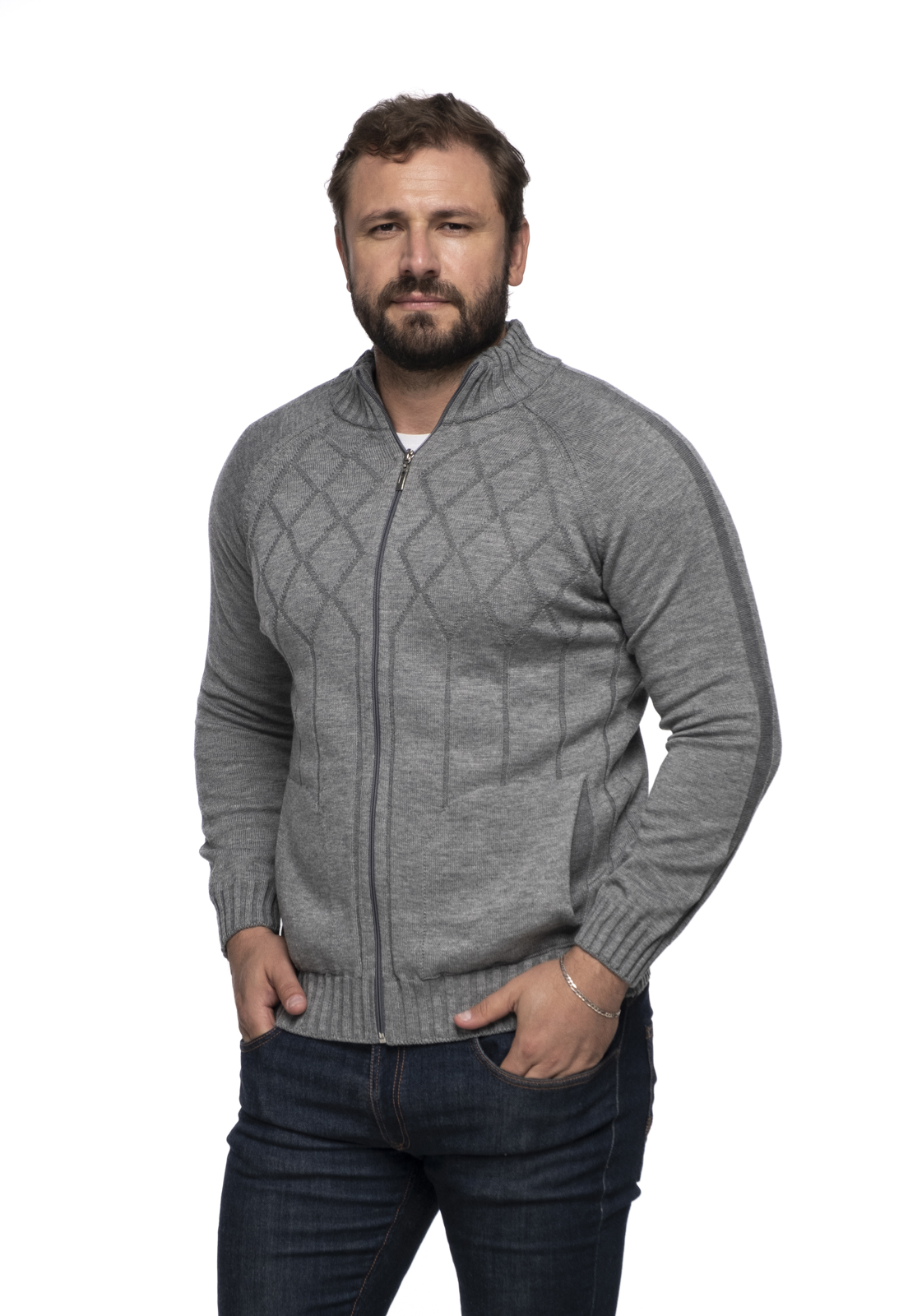 Jaqueta Esportiva Masculina De Tricô - Zíper Completo E Confortável