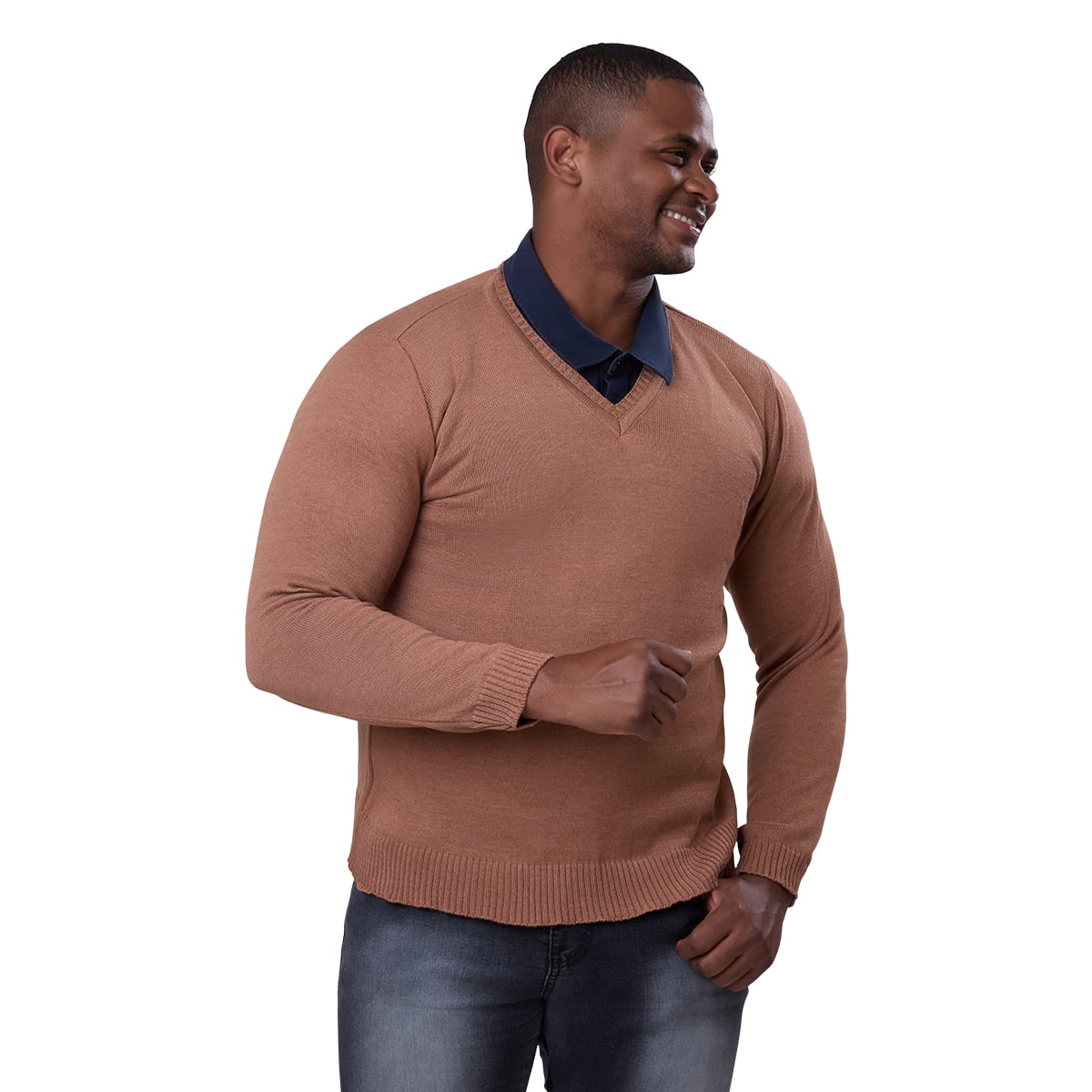 Suéter Masculino Tricô Decote V 72052