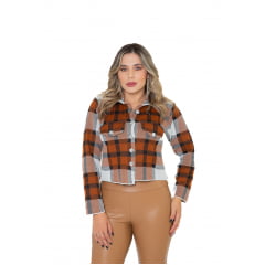 Casaco Cropped Xadrez Tricô Júlia 0229