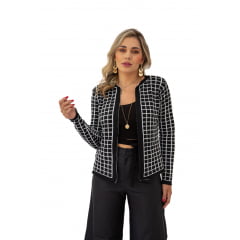 Casaco  Feminino Tricô Cardigan Quadriculado Diana 0153