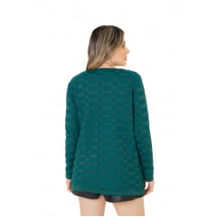 Casaco Feminino Tricô Cardigan Quadriculado Milena 0201