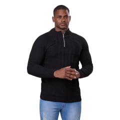 Blusa Tricô Masculina Meio Zíper Suéter Casual 7139