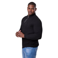 Blusa Tricô Masculina Meio Zíper Suéter Casual 7139