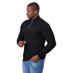 Blusa Tricô Masculina Meio Zíper Suéter Casual 7139