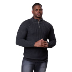 Blusa Tricô Masculina Meio Zíper Suéter Casual 7139