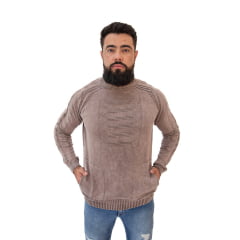 Suéter Masculino com bolso Tricô Estonado Noruega 7182