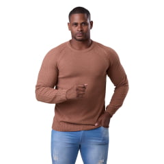 Suéter Masculino Lã Tricô Gola Redonda Blusa Premium 7138