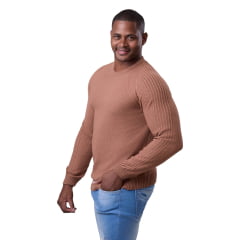 Suéter Masculino Lã Tricô Gola Redonda Blusa Premium 7138