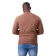 Suéter Masculino Lã Tricô Gola Redonda Blusa Premium 7138