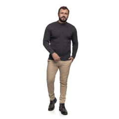 Suéter Masculino Tricô Lã Mescla Gola Alta Roma 7186