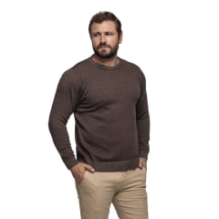 Suéter Masculino Tricô Lã Mescla Gola Redonda Barcelona 72063