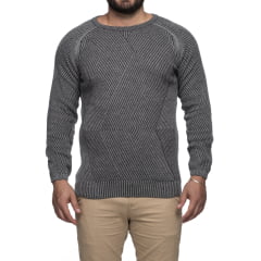 Suéter Masculino Tricô Lã Mescla Gola Redonda Porto 7135