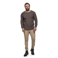 Suéter Masculino Tricô Lã Mescla Gola Redonda Porto 7135