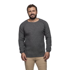 Suéter Masculino Tricô Lã Mescla Gola Redonda Porto 7135