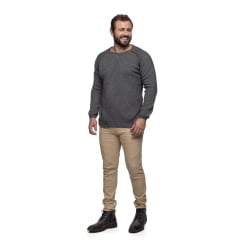 Suéter Masculino Tricô Lã Mescla Gola Redonda Porto 7135