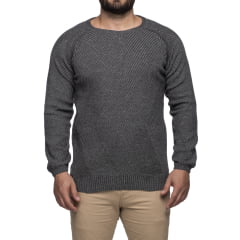 Suéter Masculino Tricô Lã Mescla Gola Redonda Porto 7135