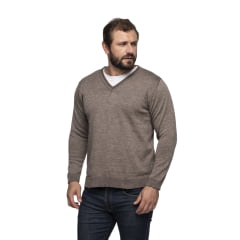 Suéter Masculino Tricô Lã Mescla Gola V Londres 72062