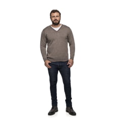 Suéter Masculino Tricô Lã Mescla Gola V Londres 72062