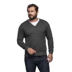 Suéter Masculino Tricô Lã Mescla Gola V Londres 72062