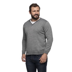 Suéter Masculino Tricô Lã Mescla Gola V Londres 72062
