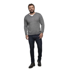 Suéter Masculino Tricô Lã Mescla Gola V Londres 72062