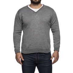 Suéter Masculino Tricô Lã Mescla Gola V Londres 72062