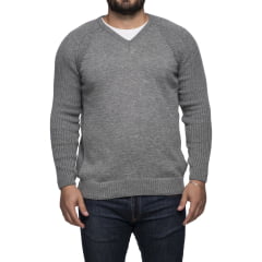 Suéter Masculino Tricô Lã Mescla Gola V Marselha 7141